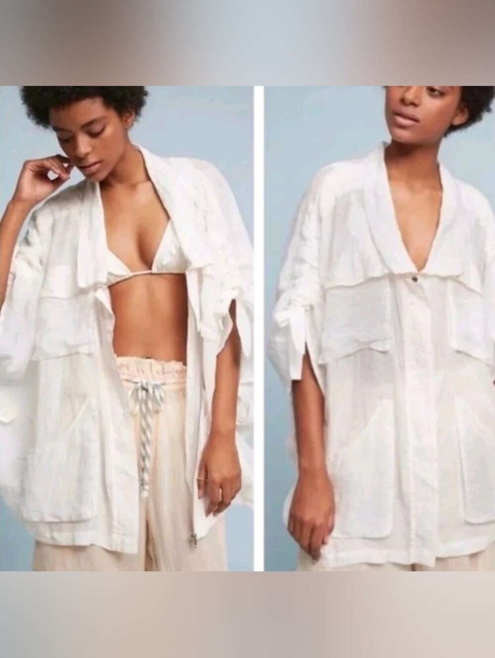Anthropologie/Lilka Ivory Linen Top Cover-up Medium/Large NWT